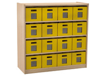 Kast - Basic 1 M - Met 3 Planken En 16Vensterkisten - beuk - kist appelgroen - per stuk