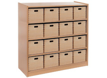Kast Basic 1 M, Met 3 Planken En 16 Kisten