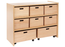 Kast - Basic - Met 2 Planken - 6 Kisten En 2 Rolkisten - beuk - kist appelgroen - per stuk