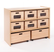Kast Basic, Met 2 Planken, 6 Vensterkisten En 2 Rolkisten