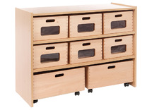 Kast - Basic - Met 2 Planken - 6 Vensterkisten En 2 Rolkisten - beuk - kist appelgroen - per stuk