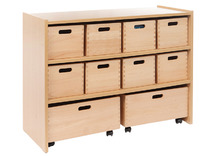 Kast - Basic - Met 2 Planken - 8 Kisten En 2 Rolkisten - beuk - kist appelgroen - per stuk