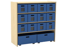 Kast - Basic 1 M - Met 3 Planken - 12Vensterkisten En 2 Rolkisten - beuk - kist appelgroen - per stuk