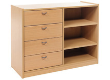 Kast Basic, Met 2 Planken En 4 Laden Links