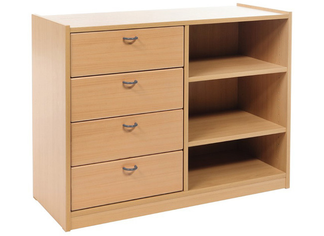 Kast Basic, Met 2 Planken En 4 Laden Links