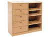 Kast Basic 1 M, Met 3 Planken En 5 Laden Links