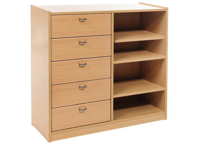 Kast Basic 1 M, Met 3 Planken En 5 Laden Links