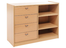 Kast - Basic - Met 2 Planken En 4 Laden Links - beuk - kist appelgroen - per stuk