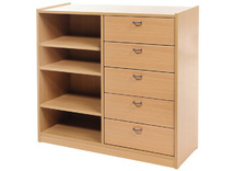 Kast Basic 1 M, Met 3 Planken En 5 Laden Rechts