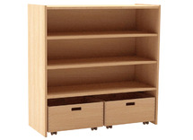 Kast - Basic 1 M - Met 3 Planken En 2 Rolkisten - beuk - kist appelgroen - per stuk