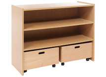 Kast - Basic - Met 2 Planken En 2 Rolkisten - beuk - kist appelgroen - per stuk