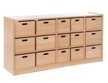 Kast - Basic 1 M - Ruimtedelingskast Met 15 Kisten - Zonder Rug - beuk - kist appelgroen - per stuk