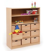 Kast - Basic - Met 4 Planken En 9 Kisten - esdoorn - kist groen - per stuk