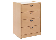 Kast - Basic - 1 Kolom - Met 4 Laden - onderstel beuk - lade appelgroen - per stuk