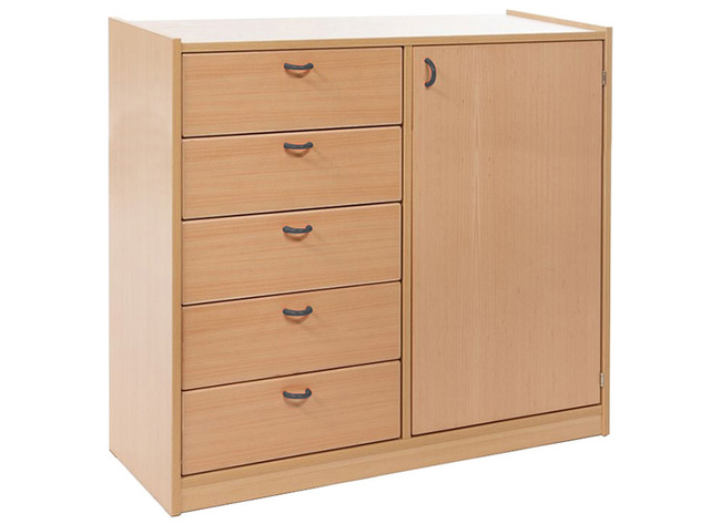 Kast Basic 1 M, Met 1 Deur En 5 Laden Links