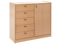 Kast - Basic 1 M - Met 1 Deur En 5 Laden Links - beuk - frontpaneel appelgroen - per stuk