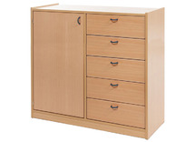 Kast - Basic 1 M - Met 1 Deur En 5 Laden Rechts - beuk - frontpaneel appelgroen - per stuk