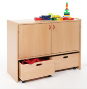 Kast Basic 1 M, Met 2 Deuren En 2 Rolkisten