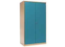 Kast - Basic - Hoge Kast Met 5 Planken En 2 Deuren - Met Slot - 60D - beuk - deur turkoois - per stuk