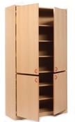 Kast - Basic - Hoge Kast Met 4 Deuren - beuk - deur wit - per stuk