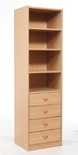 Kast Basic, Hoge Kast Met 3 Planken En 4 Laden