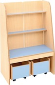 Flexi Boekenkast-Enkelzijdig Met 2 Rolkisten