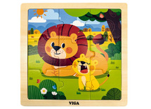 Puzzel - hout - 9-delig - leeuw