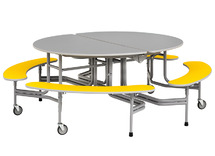 Tafel - vouwtafel - SICO - ovaal - 12 personen - 215 x 195 cm - vaste bank - 61 cm - per stuk