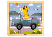 Puzzel - hout - 9-delig - giraf