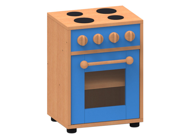 Speelmeubel, Trendy, Fornuis - Frame Beuk - Deurtjes Blauw - Per Stuk