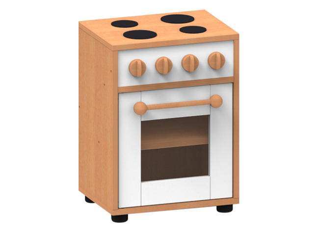 Speelmeubel, Trendy, Fornuis - Frame Beuk - Deurtjes Wit - Per Stuk