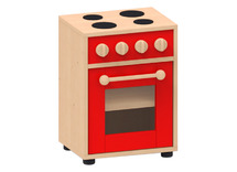 Speelmeubel, Trendy, Fornuis - frame esdoorn - deurtjes rood - per stuk