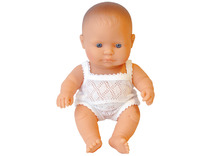 Poppen - babypop - Miniland Baby Doll - zonder haar - 21 cm - jongen - europees - per stuk