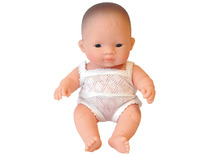 Poppen - babypop - Miniland Baby Doll - zonder haar - 21 cm - jongen - aziatisch - per stuk
