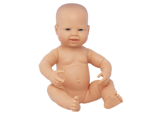 Poppen - Babypop - Miniland Newborn Doll - Zonder Haar - 40 Cm - Meisje - Europees - Per Stuk