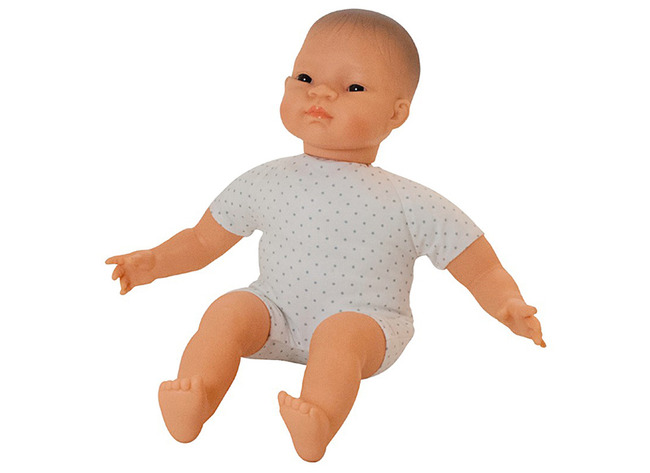 Poppen - Babypop - Miniland Bald Doll - Zacht - 40 Cm - Aziatisch - Per Stuk