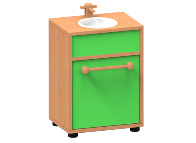 Speelmeubel, Trendy, Aanrecht - Frame Beuk - Deurtjes Groen - Per Stuk