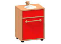 Speelmeubel, Trendy, Aanrecht - frame beuk - deurtjes rood - per stuk