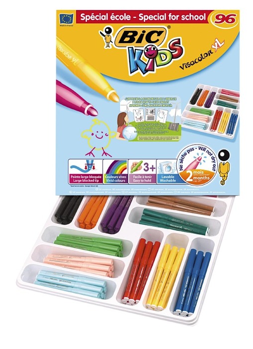 Stiften - Kleurstiften - Bic Kids Visacolor Xl Ecolutions - 8 X 12 Kl - Voordeelpakket - Set Van 96 Assorti