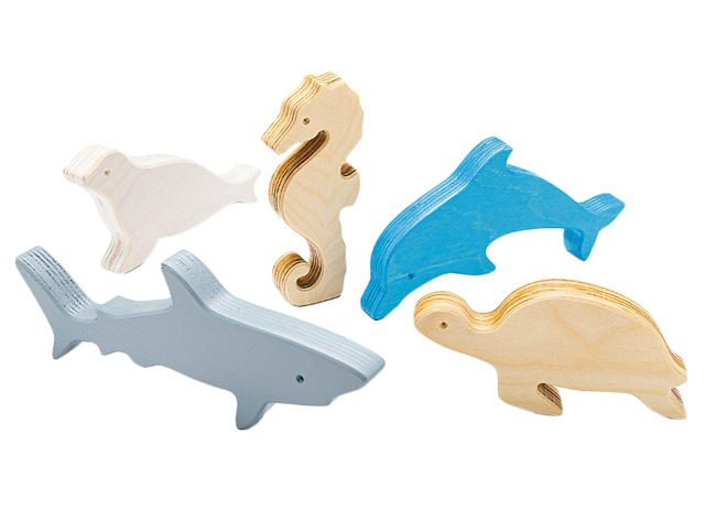 Speelgoedfiguren - Zeedieren - Dusyma - Hout - Set Van 5