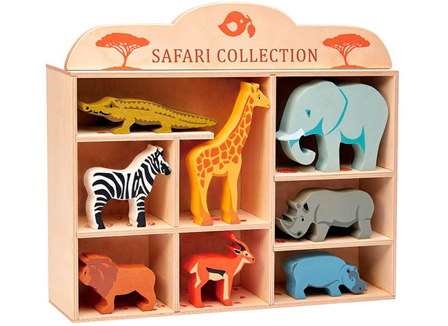 Speelgoedfiguren - Tender Leaf - Safaridieren - Hout - Set Van 8