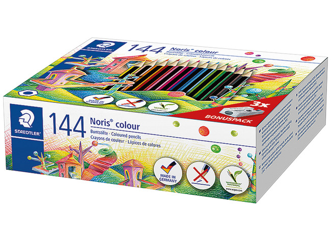 Potloden - Kleurpotloden - Staedtler Noris colour - Zeshoekig - Doos - Voordeelpakket - Set Van 144 Assorti