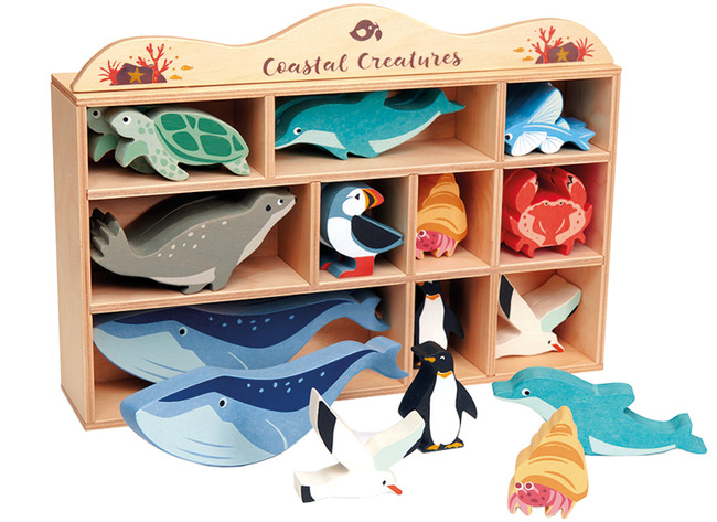 Speelgoedfiguren - Tender Leaf - Zeedieren - Hout - Set Van 10