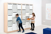 Kast - Hout - Locker - 14 Lockers Met Briefgleuf
