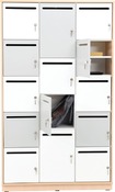 Kast - Hout - Locker - 14 Lockers Met Briefgleuf