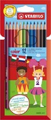 Potloden - kleurpotloden - Stabilo Color - zeshoekig - etui - set van 12 assorti