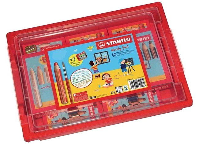 Potloden - Waspotloden - Stabilo Woody 3in1 - Set Van 48 Assorti