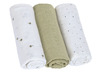 Verzorging - Lassig - tetradoeken - leave, olive - set van 3