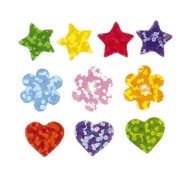 Stickers - holografisch - 1 cm - star - bloem - hartje - set van 348 assorti