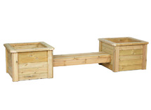Bloembakken - hout - dubbel met zitbank - per set